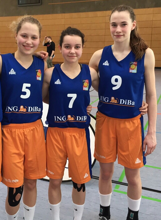 Hoffnungsvolle Talente aus dem Bamberger Basketballprogramm (Regnitztal Baskets U15) sind Kim Siebert, Jana Barth und Julia Förner (v.l.)