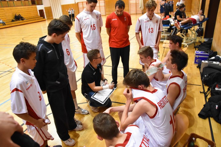 Das Team der Regnitztal Baskets – JBBL (Coach Pat Hwastunow in der Mitte), Copyright: Brose Bamberg Youngsters